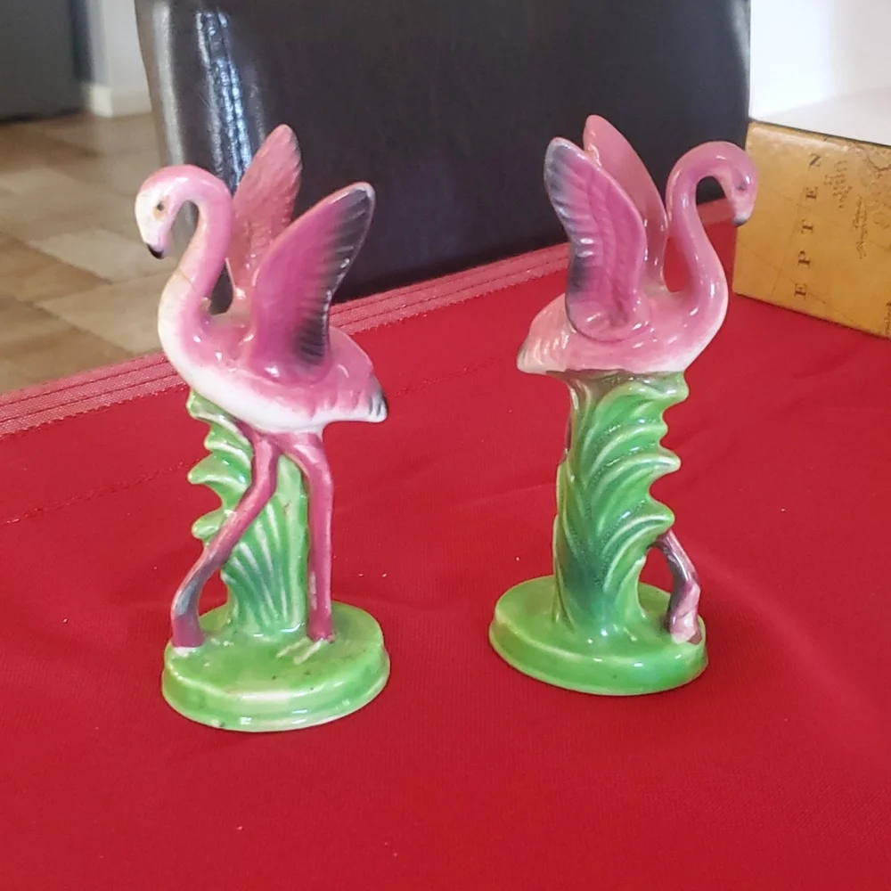 1950's Art Deco MCM Ceramic Pink Flamingo figurines - Picture 4 of 7